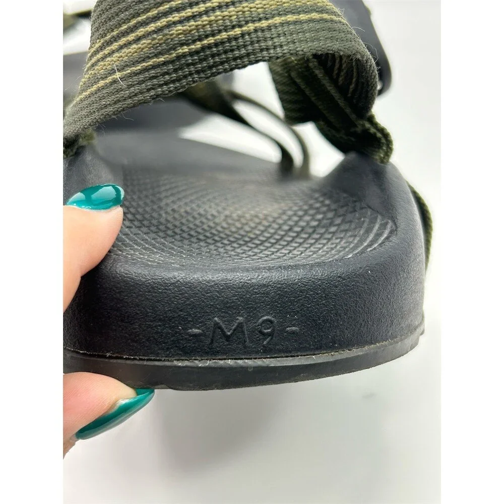 Chaco Z/1 Classic Sport Sandals Men's Olive Green Striped Adjustable Size 9